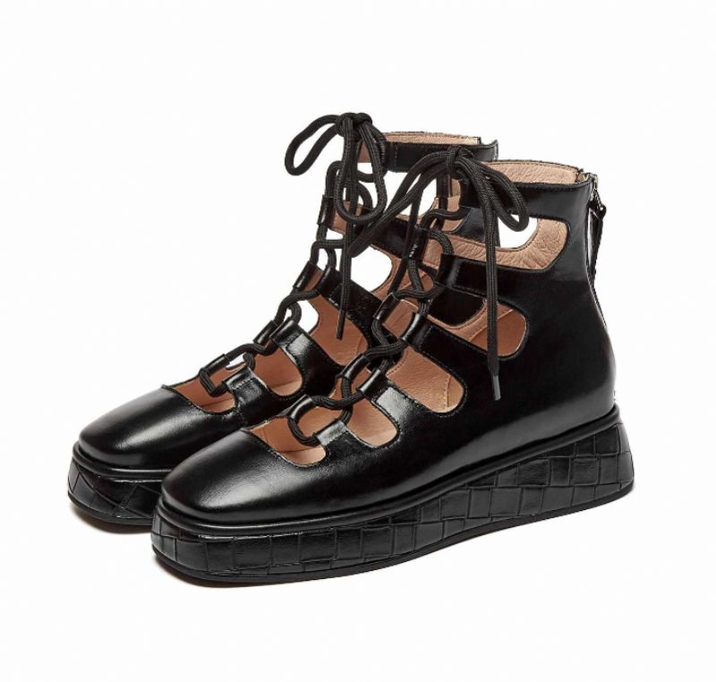 Betsey Damskie Buty Na Platformie W Kolorze Czarnym - Czarny