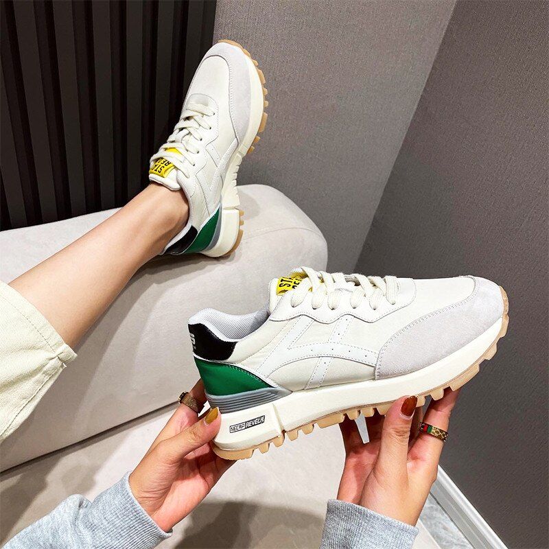 Bianco Damskie Skórzane Codzienne Buty Sportowe - Morelowy