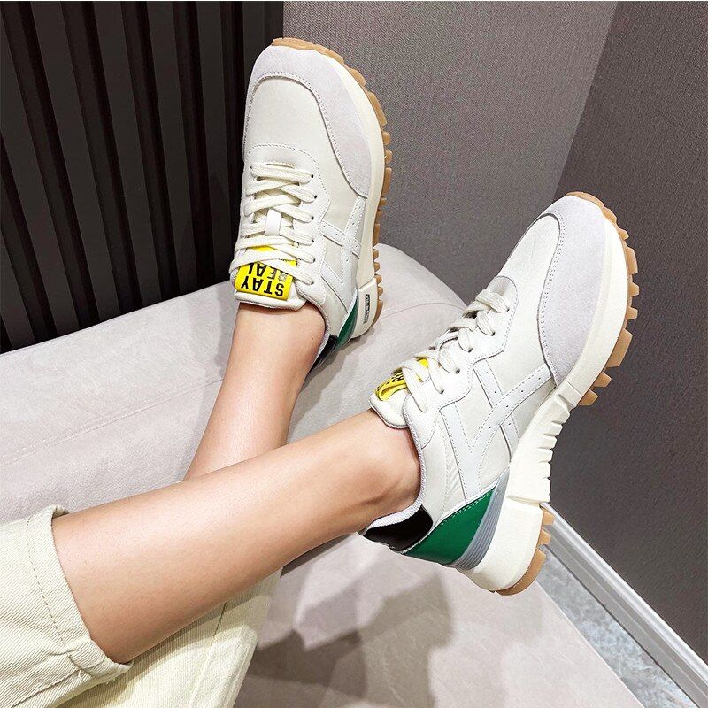 Bianco Damskie Skórzane Codzienne Buty Sportowe - Morelowy