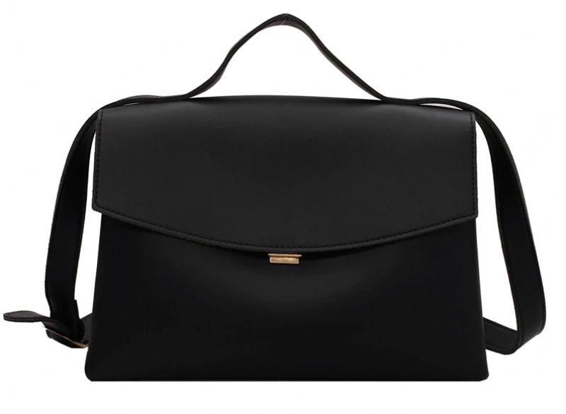 Bianco Mała Skórzana Torebka Damska Typu Crossbody - Czarny