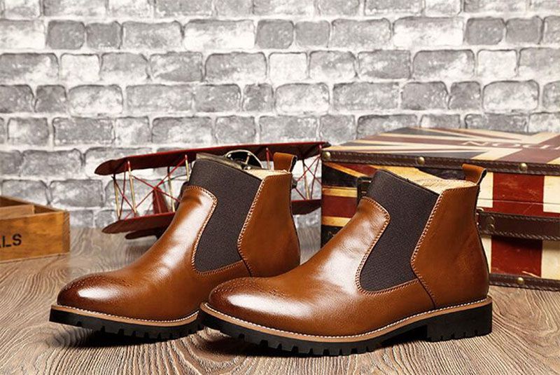 Buty Chelsea Męskie Yony - Brązowy