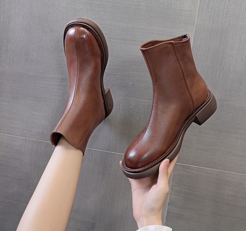 Buty Damskie Azua Leather - Brązowy futro