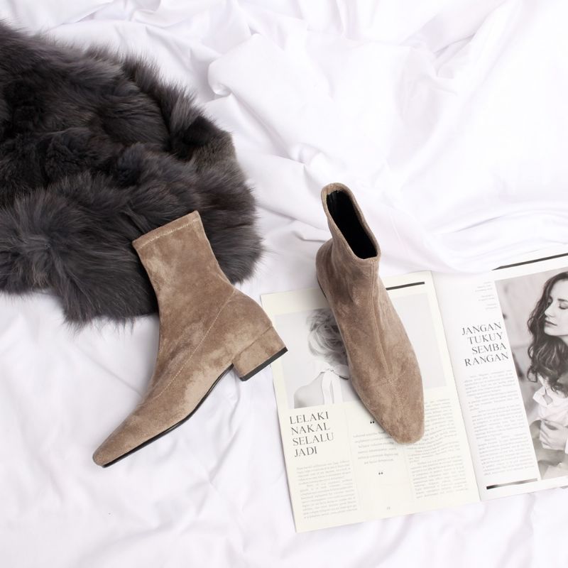 Buty Damskie Bevin Velvet Stretch - khaki