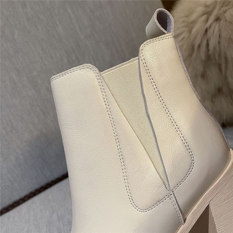 Buty Damskie Cony Square Toe Platform - Czarny Krótki plusz