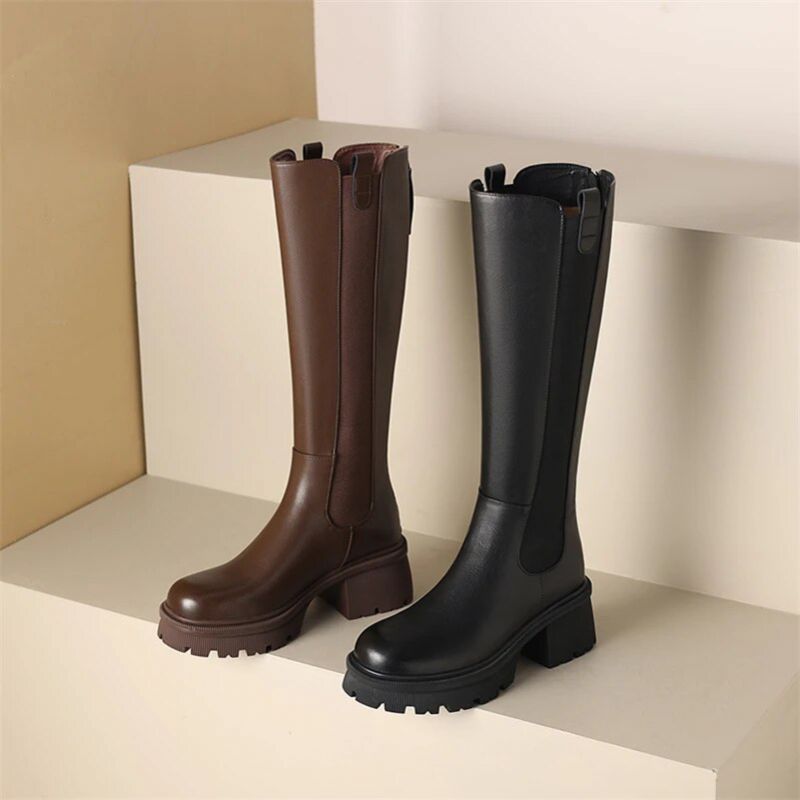 Buty Damskie Cristel Chelsea Long Autumn - Brązowy