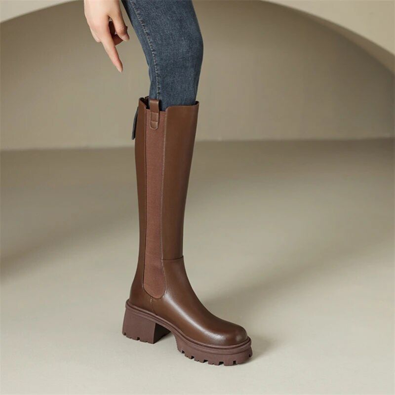 Buty Damskie Cristel Chelsea Long Autumn - Brązowy