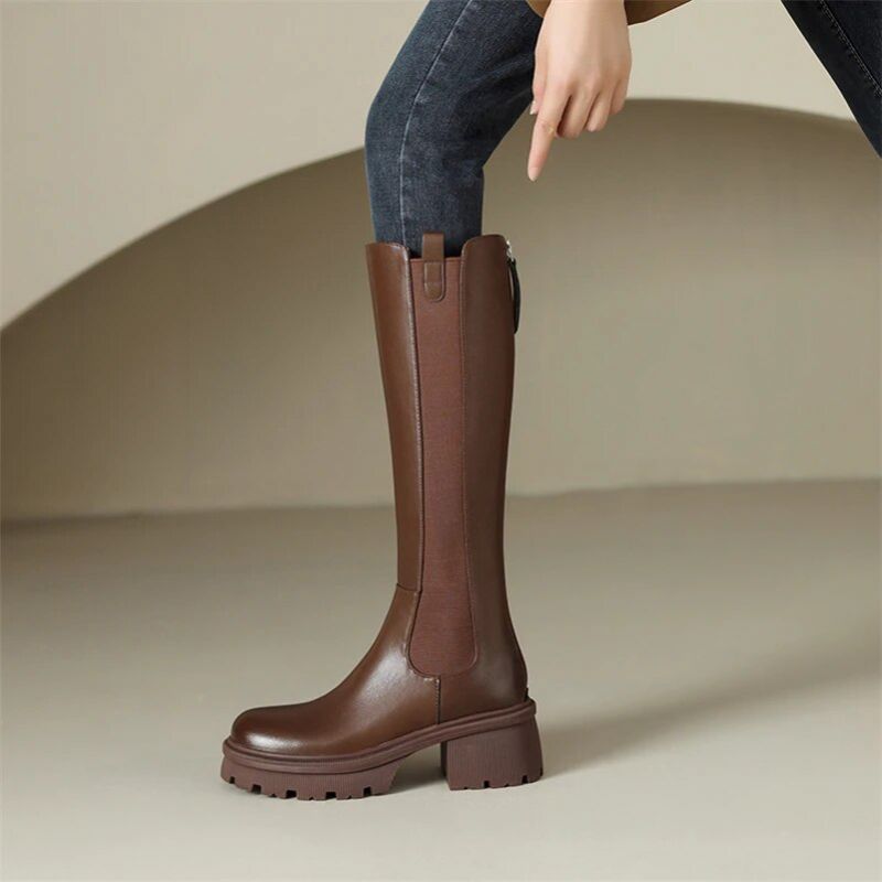 Buty Damskie Cristel Chelsea Long Autumn - Brązowy