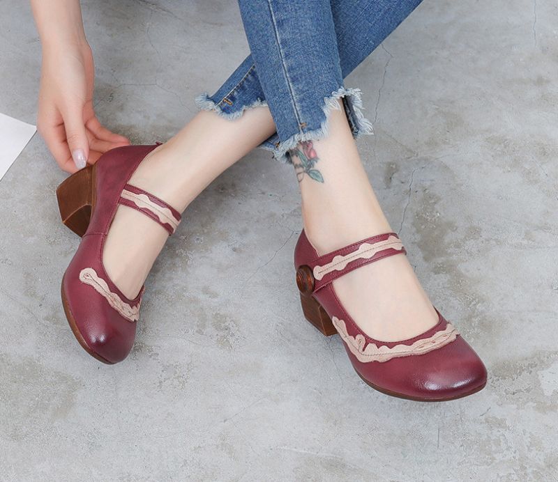Buty Damskie Edenia Na Obcasie - Czerwony