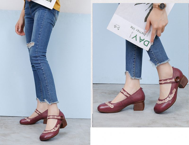Buty Damskie Edenia Na Obcasie - Czerwony