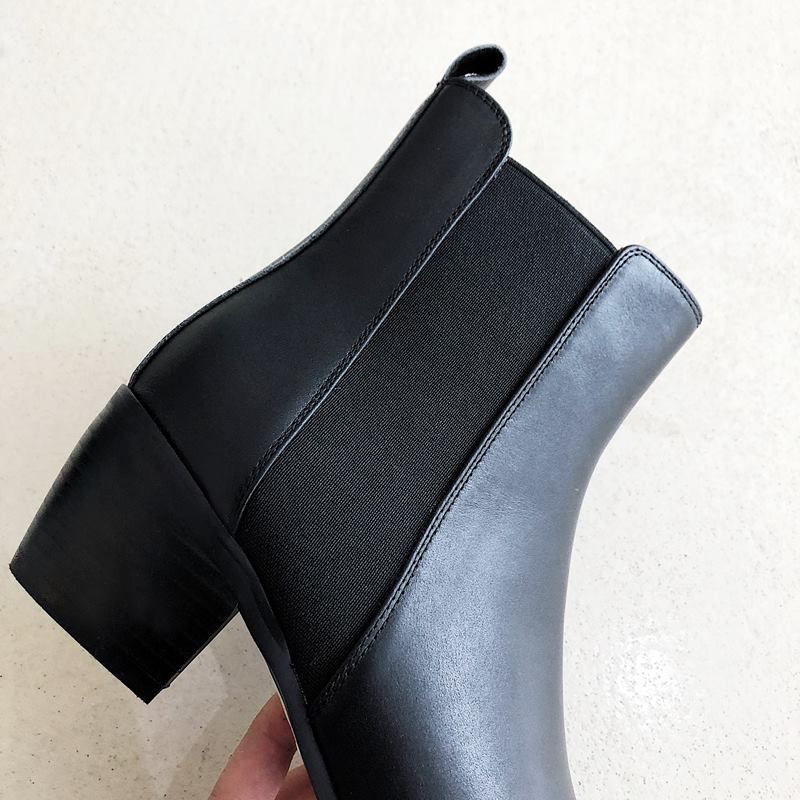 Buty Damskie Ferrez Metal Ladies Pointed Toe Ankle Boots - Czarny bez futra