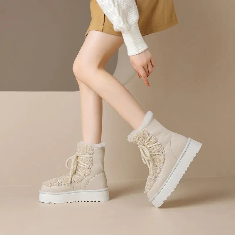 Buty Damskie Hana Snow Platform - Morelowy