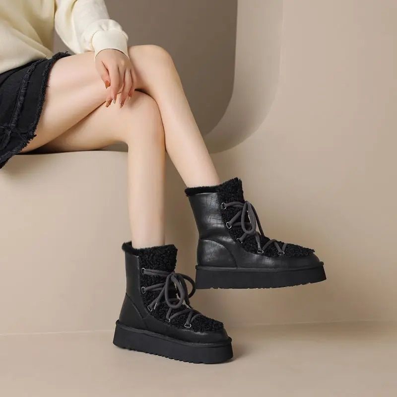 Buty Damskie Hana Snow Platform - Morelowy