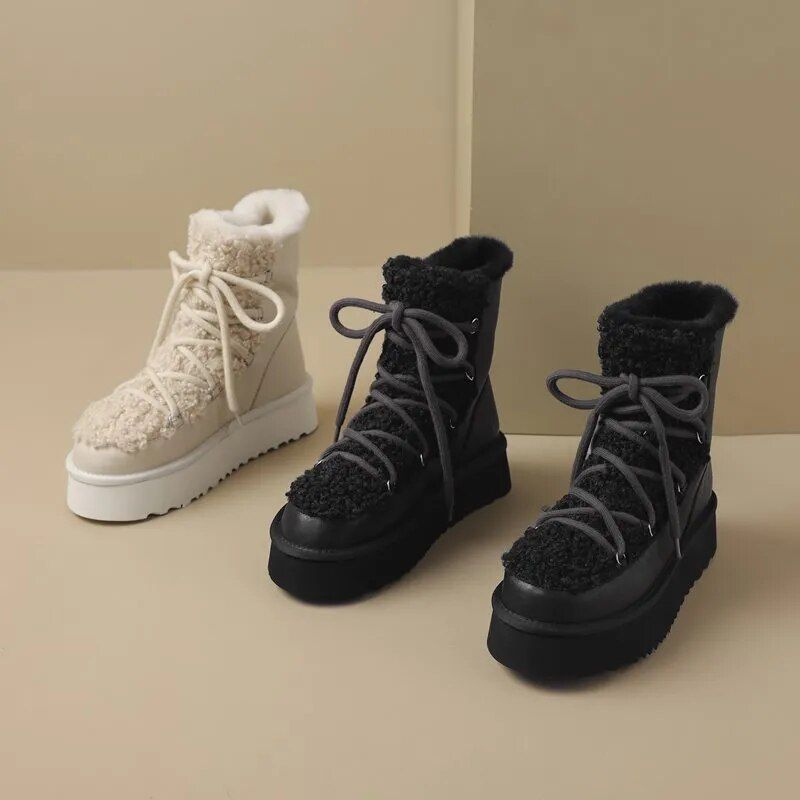 Buty Damskie Hana Snow Platform - Morelowy