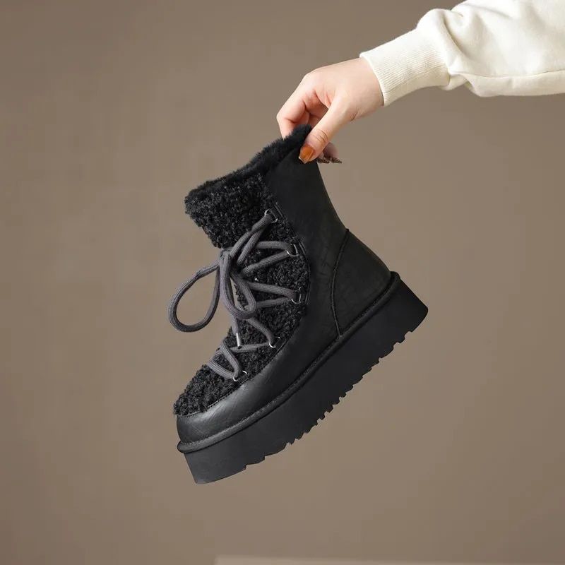 Buty Damskie Hana Snow Platform - Morelowy