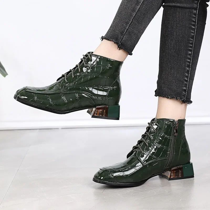 Buty Damskie Hedy Na Kwadratowym Obcasie - Zielony