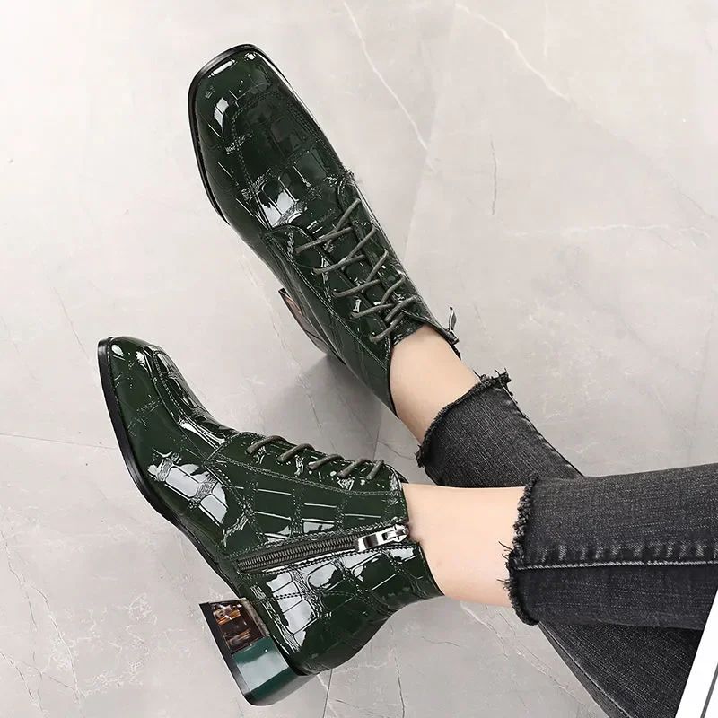 Buty Damskie Hedy Na Kwadratowym Obcasie - Zielony