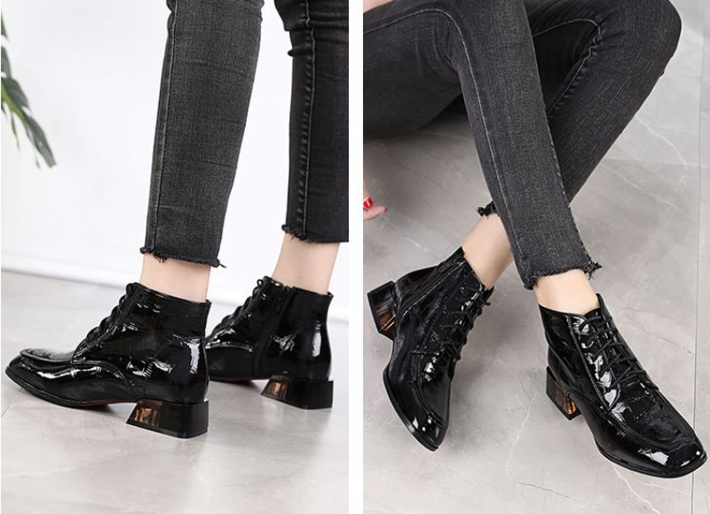 Buty Damskie Hedy Na Kwadratowym Obcasie - Zielony