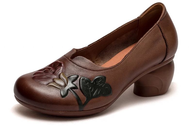 Buty Damskie Liro Na Obcasie - Brązowy