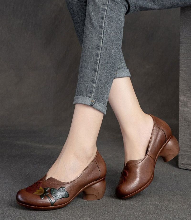 Buty Damskie Liro Na Obcasie - Brązowy