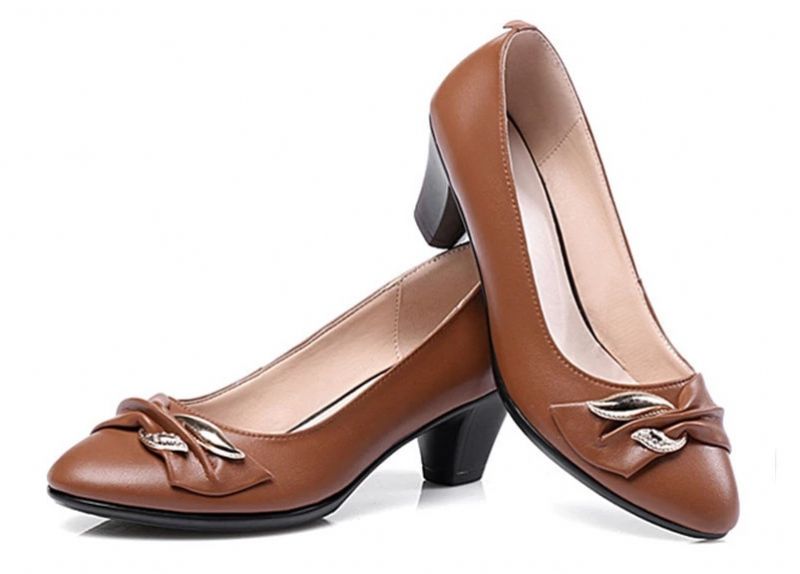 Buty Damskie Lola Na Obcasie - Brązowy