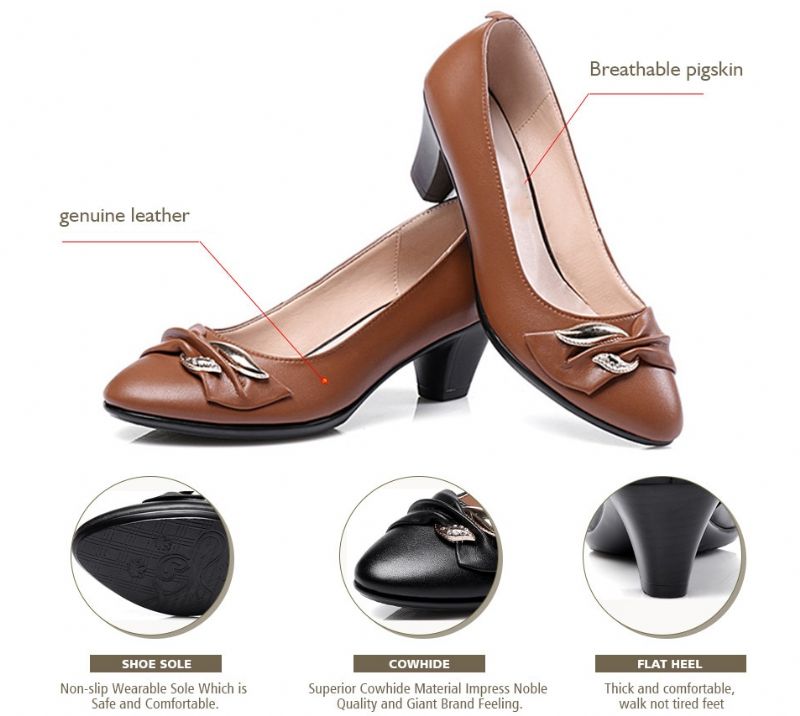 Buty Damskie Lola Na Obcasie - Brązowy
