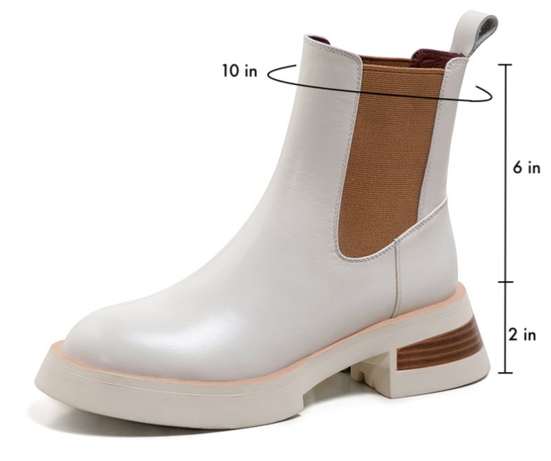 Buty Damskie Macarena Leather Chelsea Full - Beżowy futro
