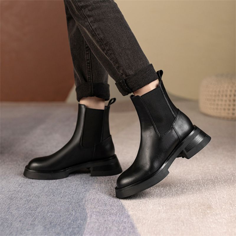 Buty Damskie Macarena Leather Chelsea Full - Beżowy futro
