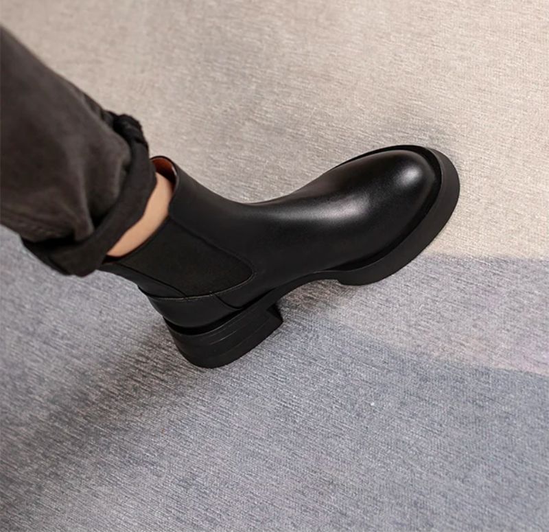 Buty Damskie Macarena Leather Chelsea Full - Beżowy futro
