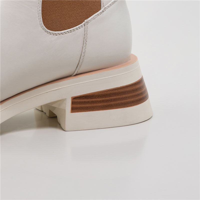 Buty Damskie Macarena Leather Chelsea Full - Beżowy futro
