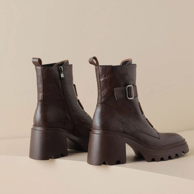 Buty Damskie Mae Square Toe - Brązowy