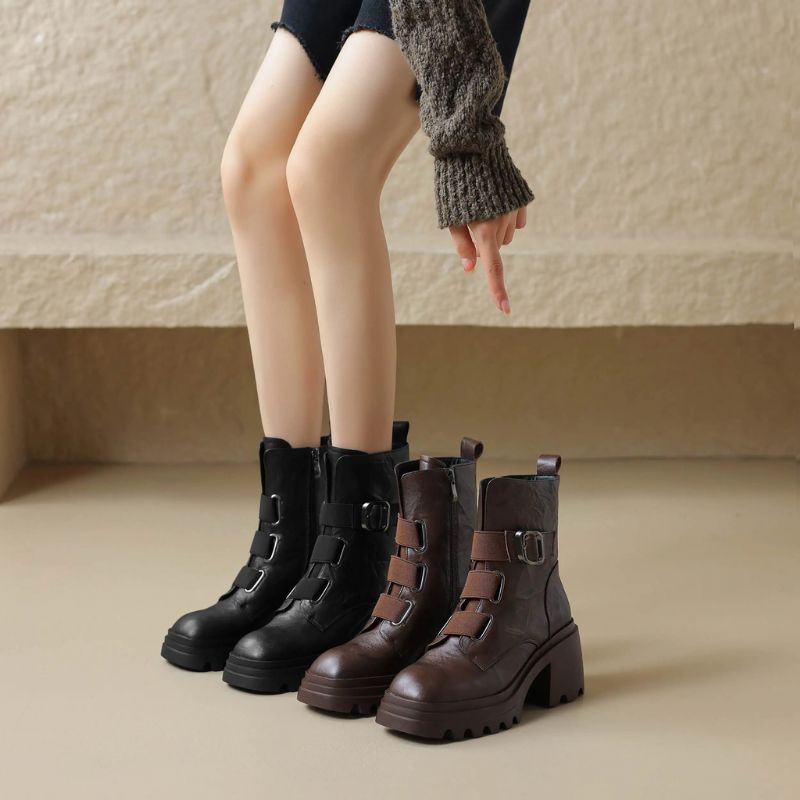 Buty Damskie Mae Square Toe - Brązowy