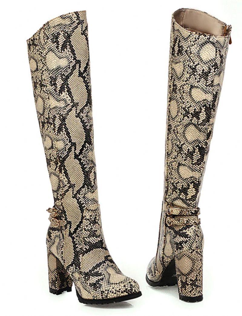 Buty Damskie Max Do Kolan Ze Skóry - Niebieski
