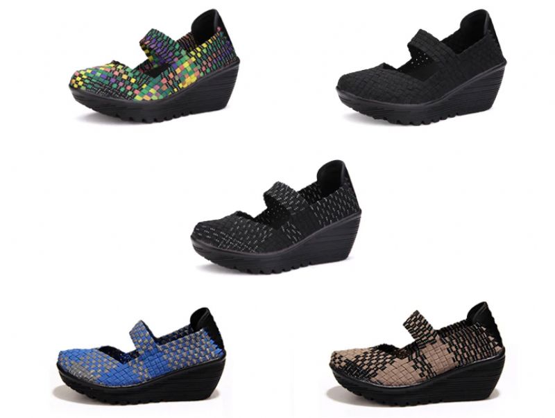 Buty Damskie Na Koturnie Yuli - Czarny srebrny
