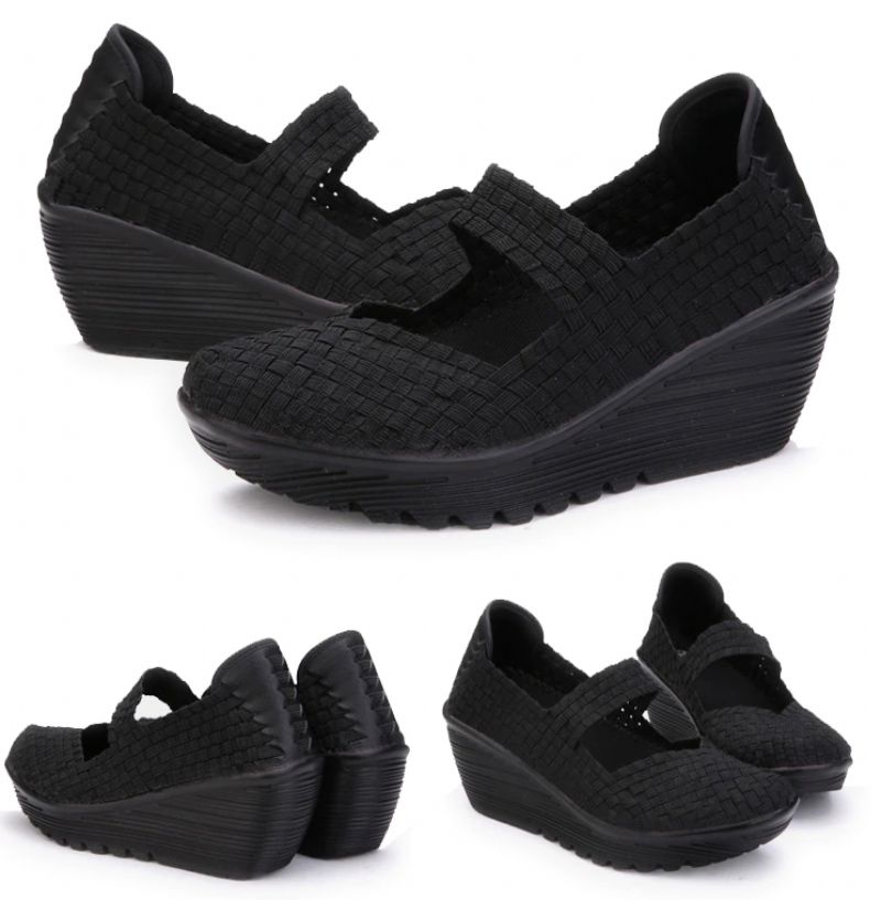 Buty Damskie Na Koturnie Yuli - Czarny srebrny