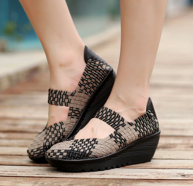 Buty Damskie Na Koturnie Yuli - Czarny srebrny