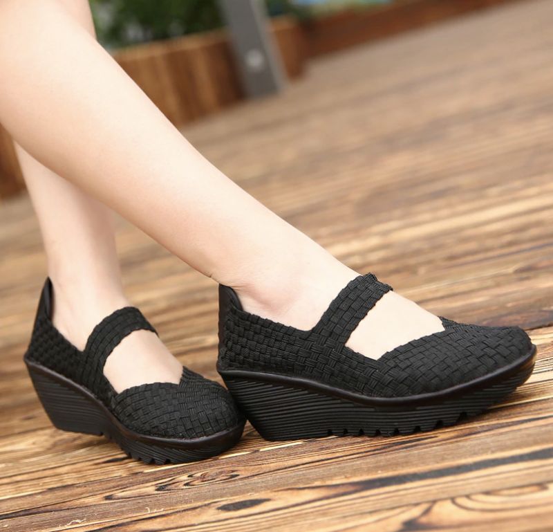 Buty Damskie Na Koturnie Yuli - Czarny srebrny