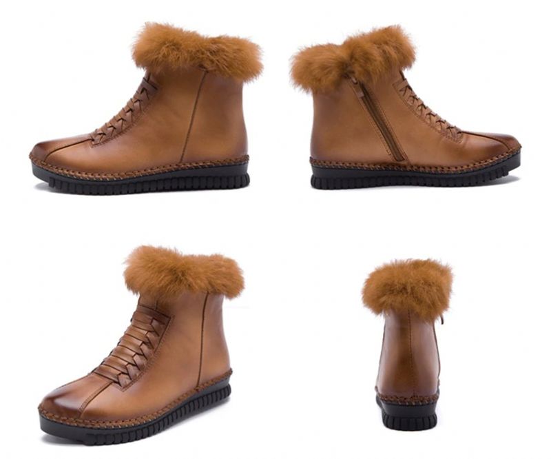 Buty Damskie Nela - Brązowy Krótki Plusz