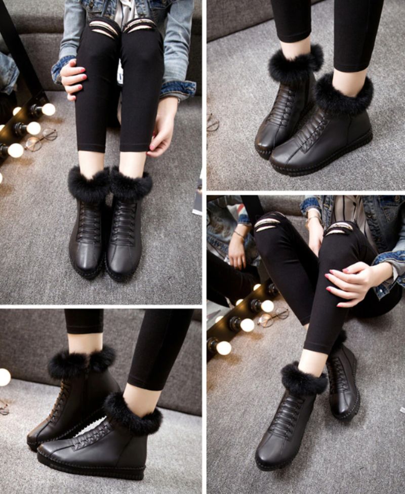 Buty Damskie Nela - Brązowy Krótki Plusz
