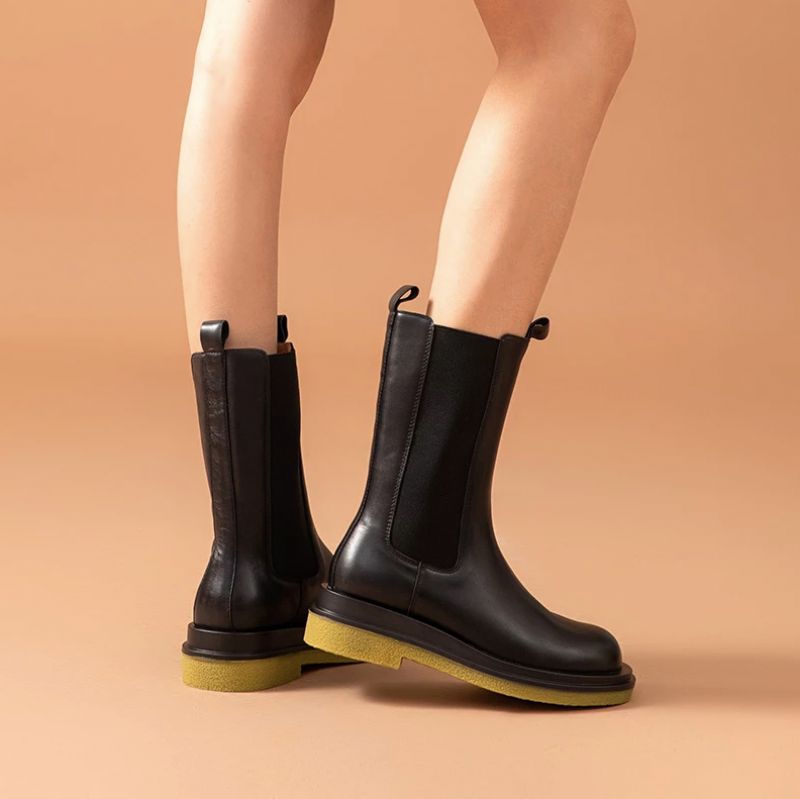 Buty Damskie Rosmery Do Połowy Łydki - Czarny