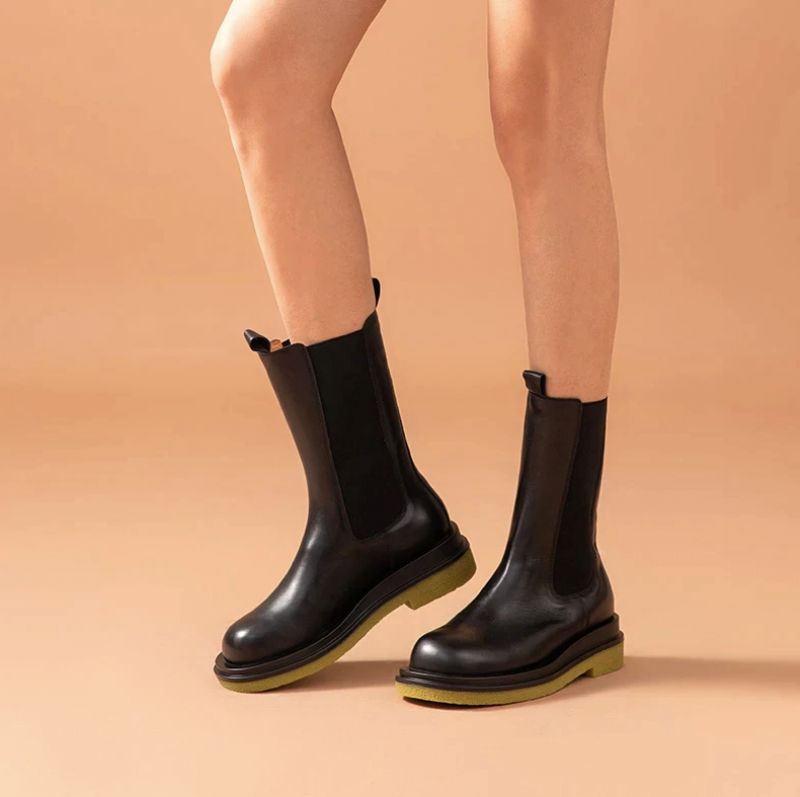 Buty Damskie Rosmery Do Połowy Łydki - Czarny