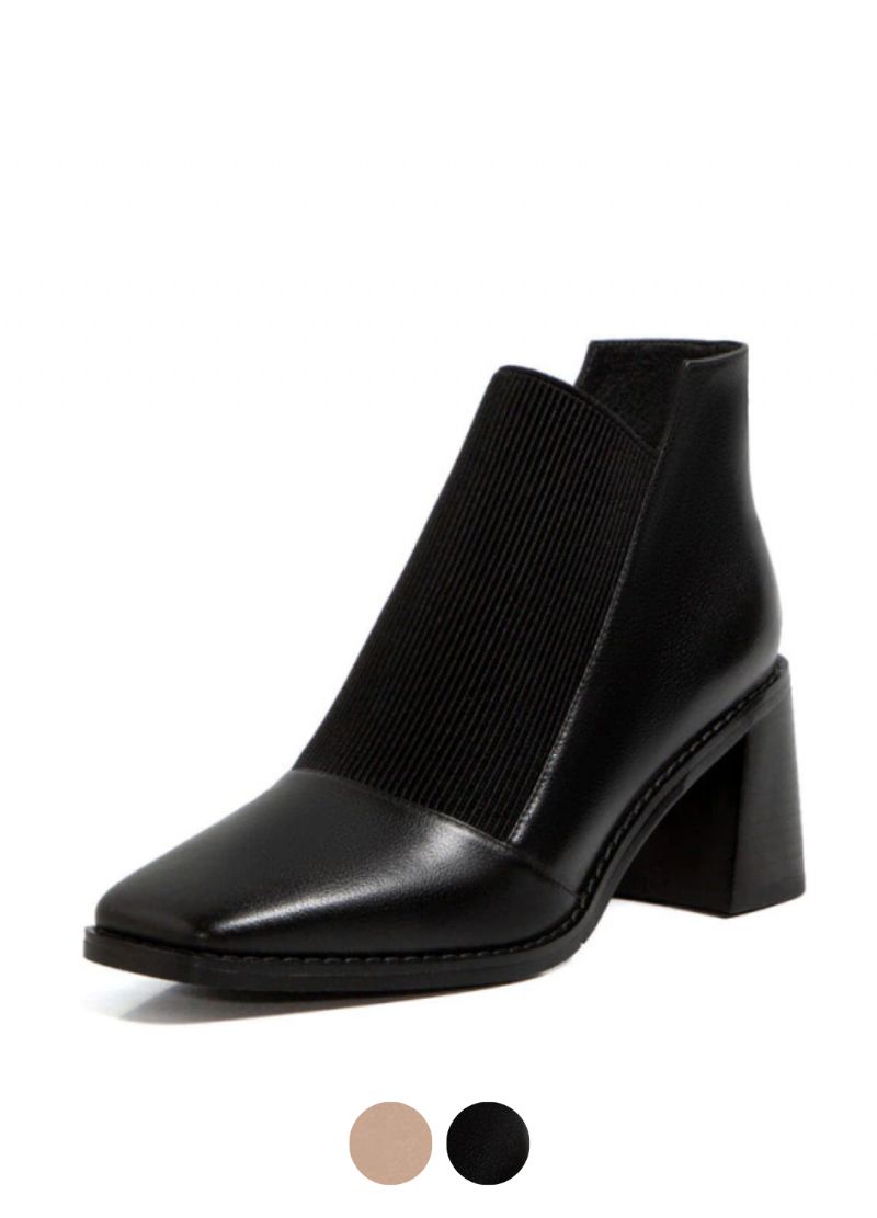 Buty Damskie Skórzane Abdul Na Wysokim Obcasie Czarne