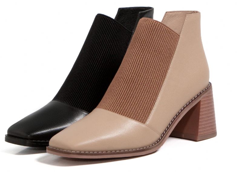 Buty Damskie Skórzane Abdul Na Wysokim Obcasie Czarne - Czarna podszewka syntetyczna