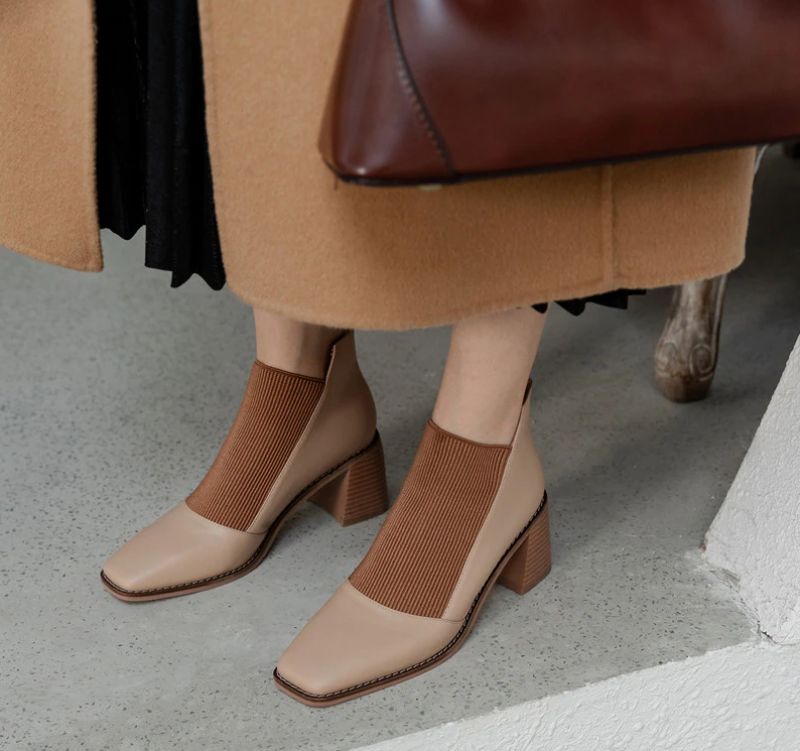 Buty Damskie Skórzane Abdul Na Wysokim Obcasie Czarne - Czarna podszewka syntetyczna