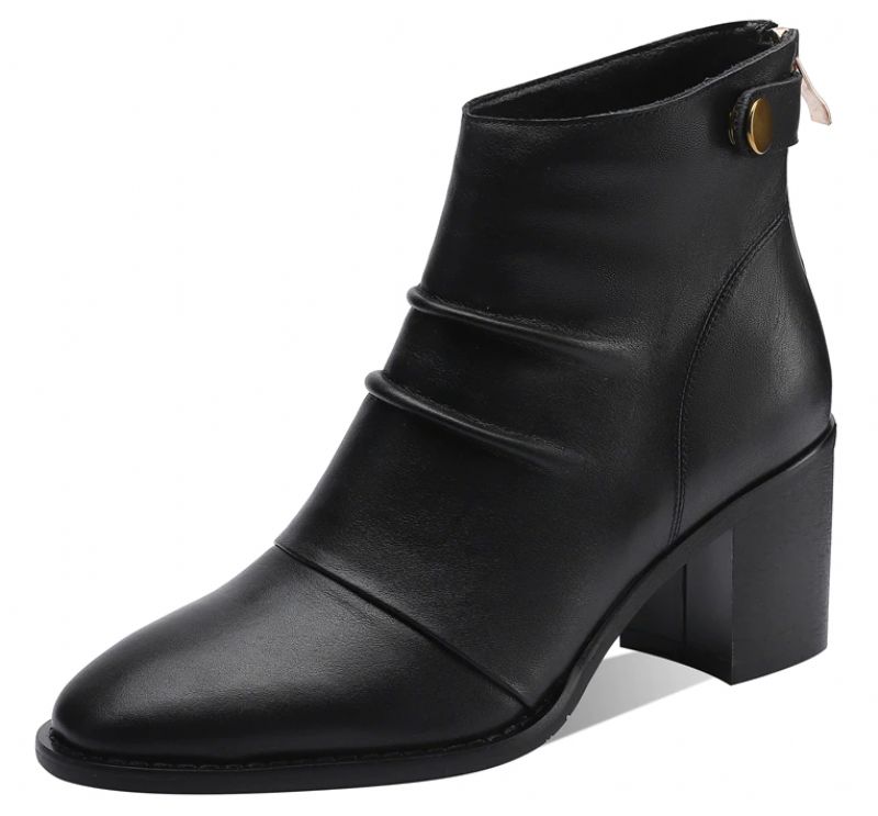Buty Damskie Skórzane Do Kostki Arnold - Brązowy bez futra