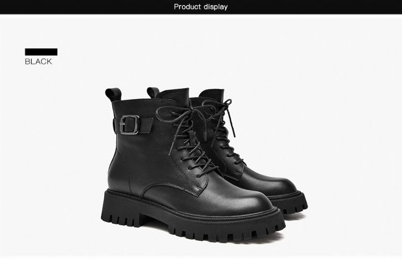 Buty Damskie Skórzane Na Platformie Cahill - Czarny