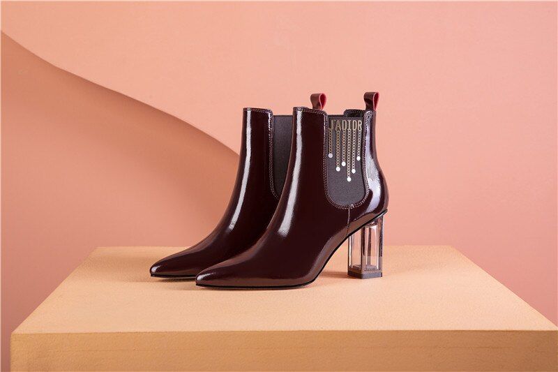 Buty Damskie Skórzane Sorelia - Czerwony winny