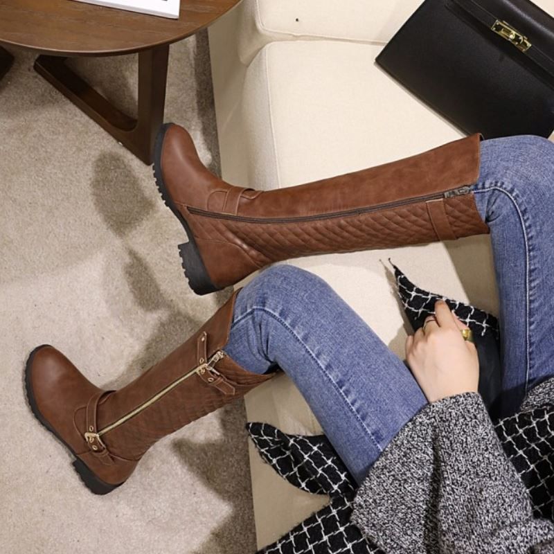 Buty Damskie Zimowe Charles Do Kolan Czarne - Czarny