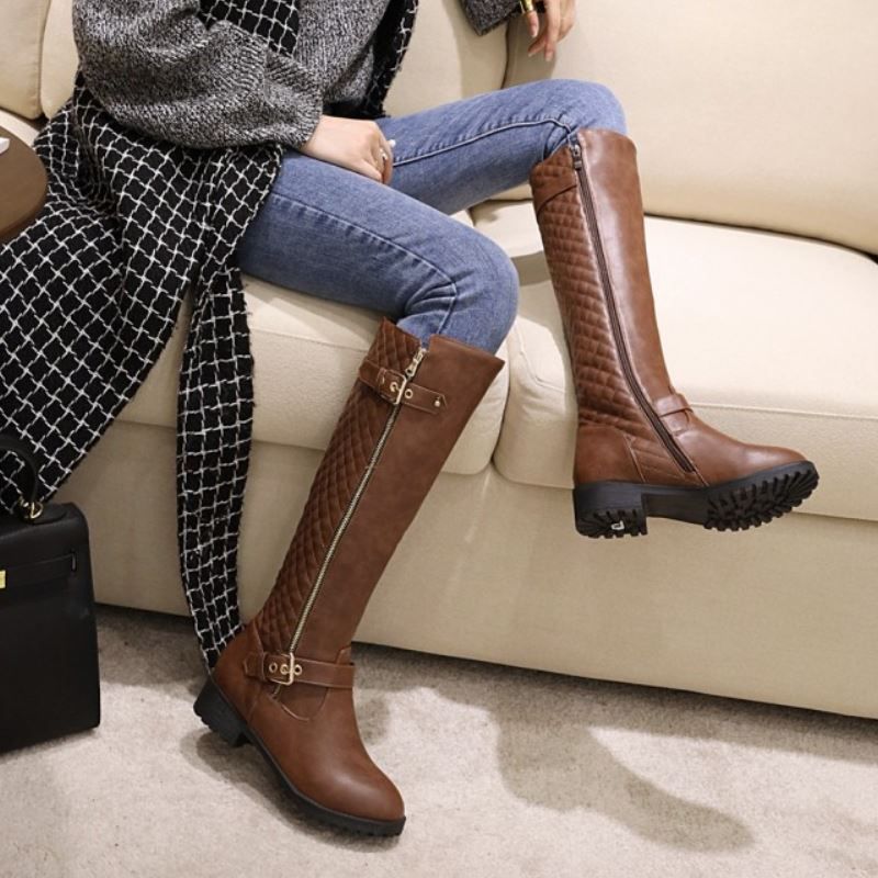 Buty Damskie Zimowe Charles Do Kolan Czarne - Czarny