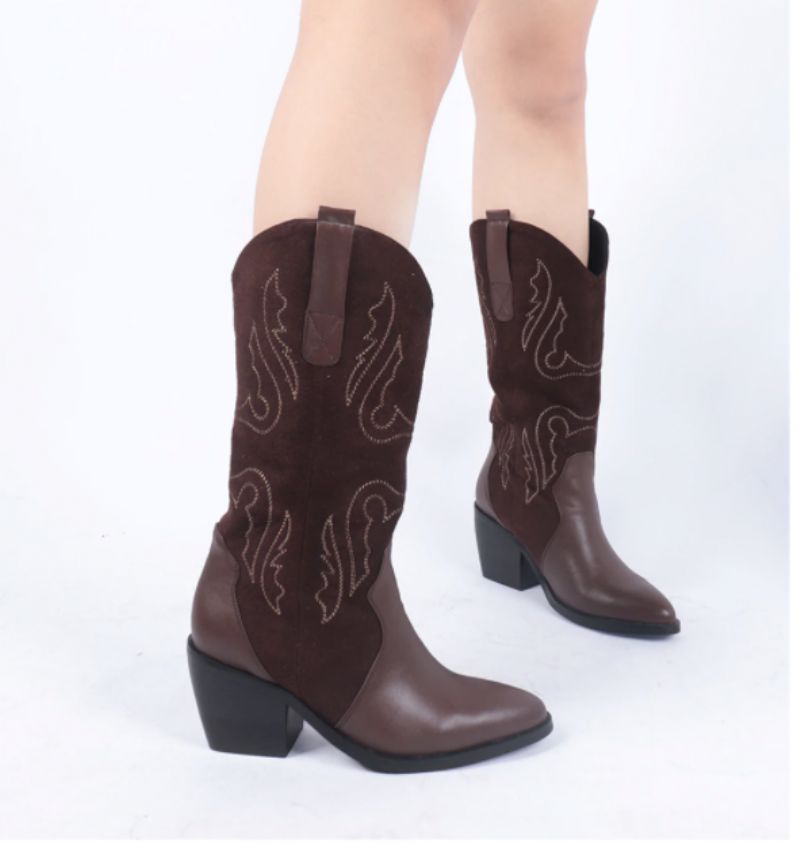 Buty Rubio Do Połowy Łydki - Brązowy