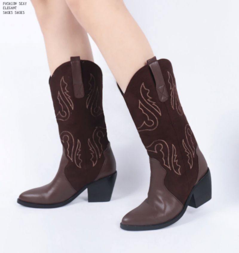 Buty Rubio Do Połowy Łydki - Brązowy